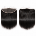 Two 13x4 human hair lace frontals in natural black with straight silky hair