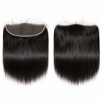 Two 13x4 human hair lace frontals in natural black with straight silky hair
